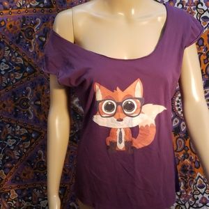 American Apparel Tops - American Apparel smart fox cap sleeve tee large American Apparel Tops - American Apparel smart fox cap sleeve tee large